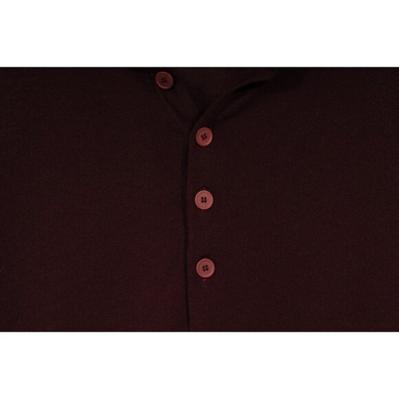 Bottega Veneta Men Long Sleeve Polo Sweater Size Large IT 50 Burgundy Red Wool - Picture 3 of 11